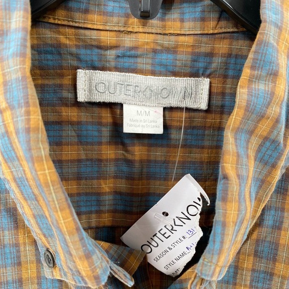 New OUTERKNOWN Shirt Mens MED Long Sleeve Button Up Plaid Organic Cotton Hemp - Picture 11 of 15